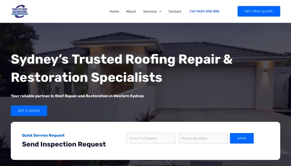 Complete Roof Restorations website screenshot