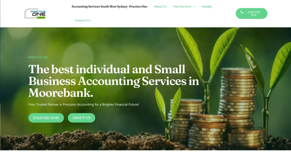 Practice One Accountants website screenshot
